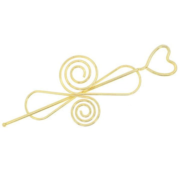 Gold Finish Wire Hair Stick and Bun Cover 2-pc Set Number 9